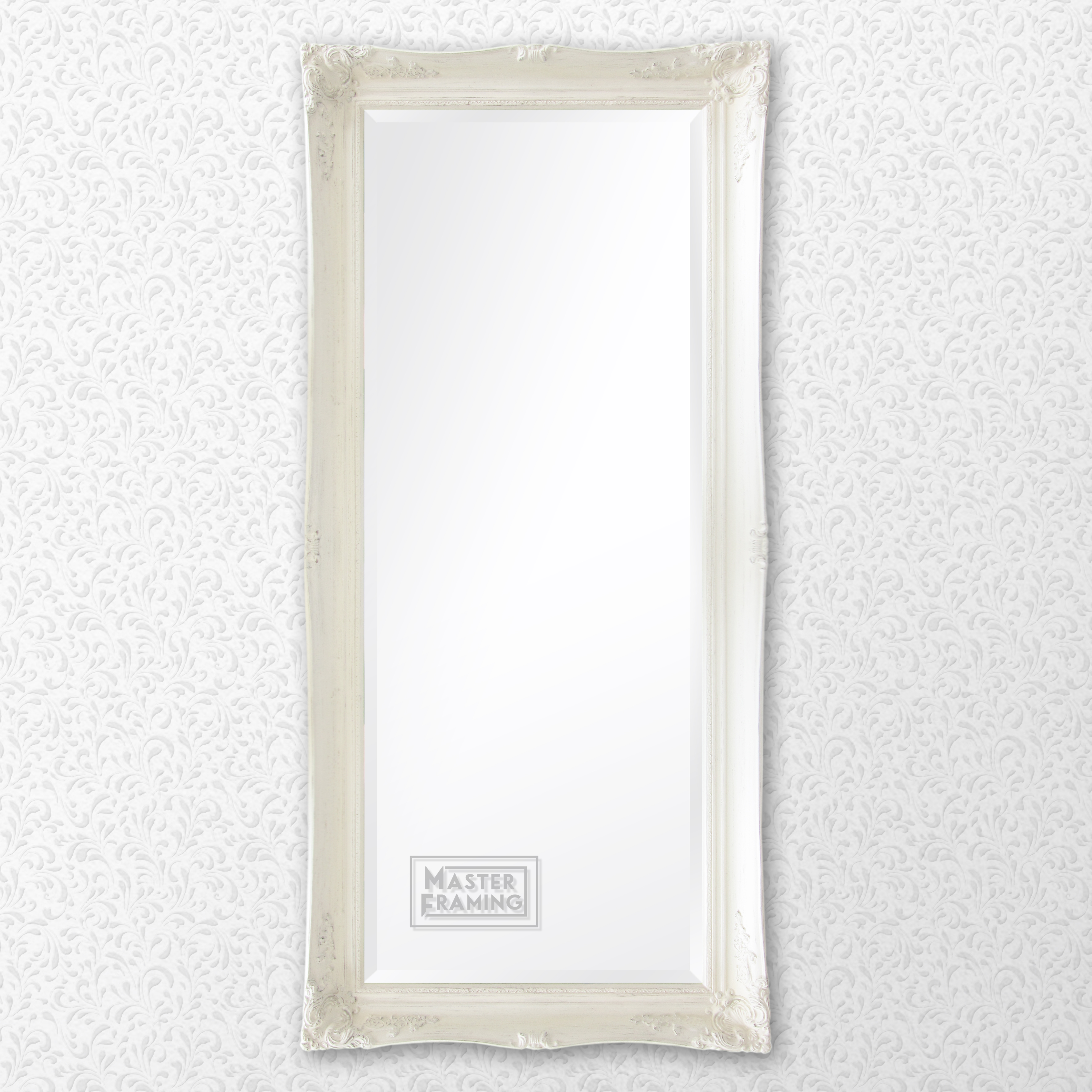 white ornate framed mirror 6860w
